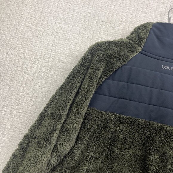 Lole Women's M Half-Zip Cozy Monkey / Sherpa Fleece Pullover Dark Green Camp - Picture 14 of 15